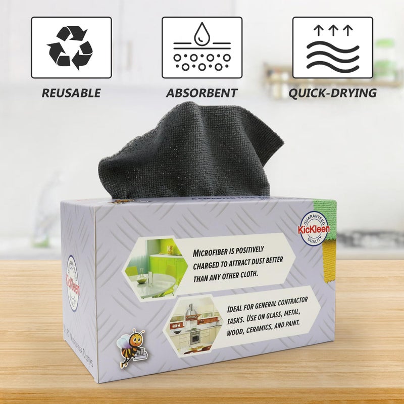 kickleen Microfiber Cleaning Cloth, Lint-Free Shop Towels Reusable, Bulk Rags in a Box for Home, Kitchen and Car, 8 Inch x 8 Inch,40 Pack with Box (Grey) - Image 4